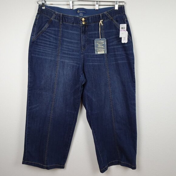 Democracy Wide Leg Jeans Women's Plus Size 22W Blue Denim Stretch High Rise - Picture 1 of 12